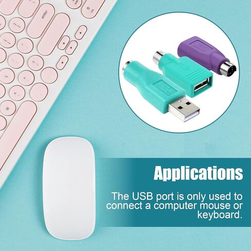 4PCS PS/2 to USB & USB to PS/2 Adapter Combo, 2 Types PS2 t o U SB A Male Female Converter for Keyboard Mouse Replacement PS-2 Jack Adapter for Desktop PC Laptop Notebook (Green & Purple) in Saudi Arabia
