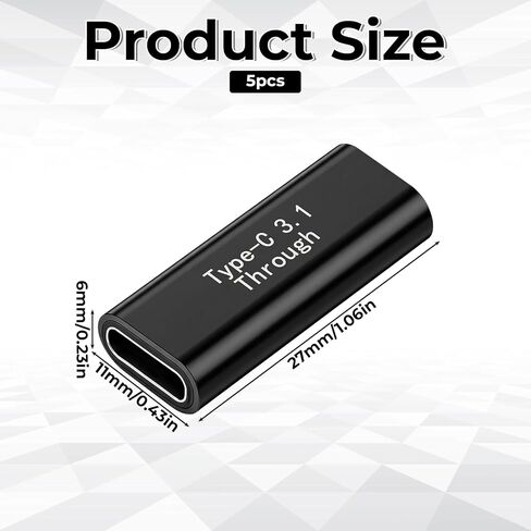 5 Pack USB C Female to Female Adapter USB C Extender Coupler 10Gbps 100W, 8K@60Hz Video in Saudi Arabia