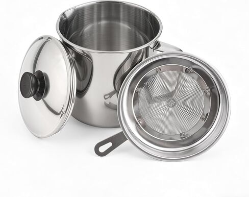 Bacon Grease Container，Stainless steel storage container with fine mesh filter，dust cover，and easy to grip handle，suitable for storing frying，and cooking oil in the kitchen(1.3L/44oz) in Saudi Arabia