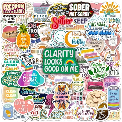 200PCS Sober Stickers, Inspirational Sobriety Recovery Vinyl Stickers for Laptop Water Bottle Planner Journal Luggage, Sober Decals for Women Men Adults in Saudi Arabia