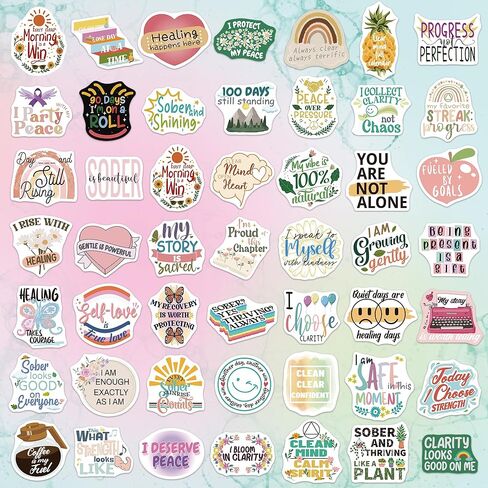 200PCS Sober Stickers, Inspirational Sobriety Recovery Vinyl Stickers for Laptop Water Bottle Planner Journal Luggage, Sober Decals for Women Men Adults in Saudi Arabia