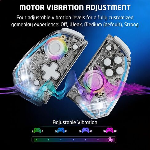 LuminaGear Wireless Controller for Switch and Switch 2, Gamepad with Magnetic Charging Adapters Included, Bluetooth, RGB Transparent Controller, 6 Axis Gyro, Turbo Function, Dual Vibration Gaming Controller in Saudi Arabia