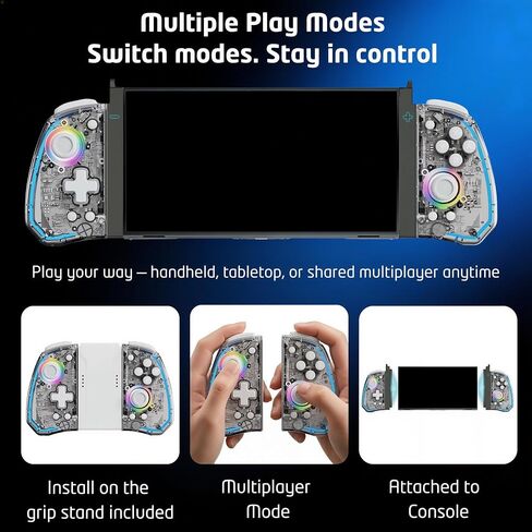 LuminaGear Wireless Controller for Switch and Switch 2, Gamepad with Magnetic Charging Adapters Included, Bluetooth, RGB Transparent Controller, 6 Axis Gyro, Turbo Function, Dual Vibration Gaming Controller in Saudi Arabia
