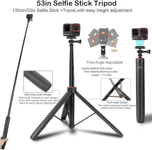 for Insta360 AcePro 2/X5 53'' Selfie Stick Tripod, Magnetic Quick Release Adapter 135cm Selfie Stick Extended Pole Handle Grip for Insta360 X5/AcePro 2, Table Desk Tripod for X5 Accessories in Saudi Arabia