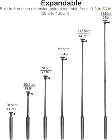 for Insta360 AcePro 2/X5 53'' Selfie Stick Tripod, Magnetic Quick Release Adapter 135cm Selfie Stick Extended Pole Handle Grip for Insta360 X5/AcePro 2, Table Desk Tripod for X5 Accessories in Saudi Arabia