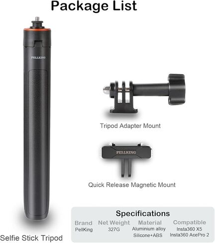for Insta360 AcePro 2/X5 53'' Selfie Stick Tripod, Magnetic Quick Release Adapter 135cm Selfie Stick Extended Pole Handle Grip for Insta360 X5/AcePro 2, Table Desk Tripod for X5 Accessories in Saudi Arabia