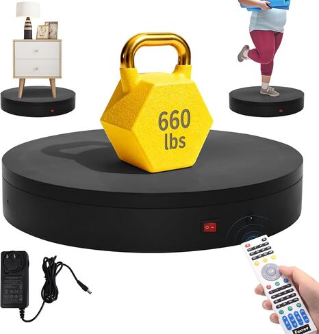Remote-Controlled Motorized Electric Turntable,Heavy Duty Rotating Display Stand,Speed-Adjustable Rotating Platform,Multi-Mode 360° Photography Turntable for 3D Scan,Photography(23.6in/White) in Saudi Arabia