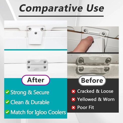 2 Sets Cooler Plastic Parts Kit Compatible with Igloo Coolers, Each Set Includes 3 Hinges, 2 Latches, 2 Cooler Posts and 18 Screws, for Maintaining and Replacing Cooler Accessories in Saudi Arabia