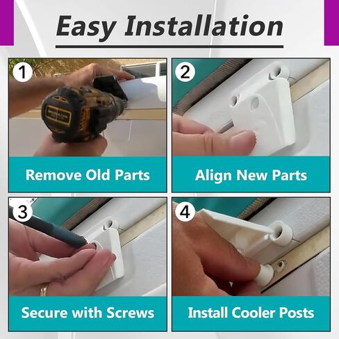 2 Sets Cooler Plastic Parts Kit Compatible with Igloo Coolers, Each Set Includes 3 Hinges, 2 Latches, 2 Cooler Posts and 18 Screws, for Maintaining and Replacing Cooler Accessories in Saudi Arabia