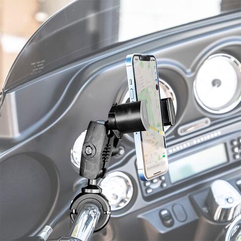 ARKON Mounts RoadVise XL Robust Aluminum Motorcycle Mount | Universal Device Fit | Small Adjustable Arm | For Motorbikes and Cycles | Customizable Handlebar Mount | For iPhone, Samsung, Google, & more in Saudi Arabia