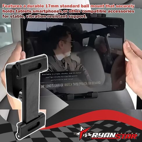 RYANSTAR RACING Ball Mount Seat Back Anchor Compatible with Rivian R1T & R1S Behind Driver or Passenger Seat, 17mm Ball Mount with Tablet Clamp in Saudi Arabia