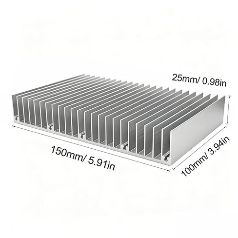 150mm Aluminum Heatsink 100x150x25mm / 3.94x5.91x0.98 Inch Large Heat Sink Cooling Radiator for High-Power LED Supplies Amplifier Control Motherboard MOSFET Cooler with 24Pcs Fin - Sliver in Saudi Arabia
