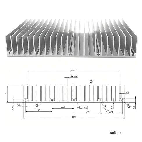 150mm Aluminum Heatsink 100x150x25mm / 3.94x5.91x0.98 Inch Large Heat Sink Cooling Radiator for High-Power LED Supplies Amplifier Control Motherboard MOSFET Cooler with 24Pcs Fin - Sliver in Saudi Arabia