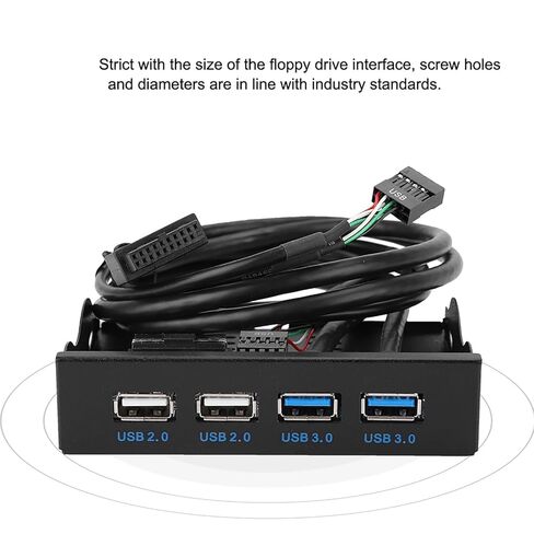 3.5-inch USB3.0+USB2.0 4-Port Floppy Drive Front Panel DurableReliable Easy to Install for Desktop Host No Front USB Interface Metal Color in Kuwait