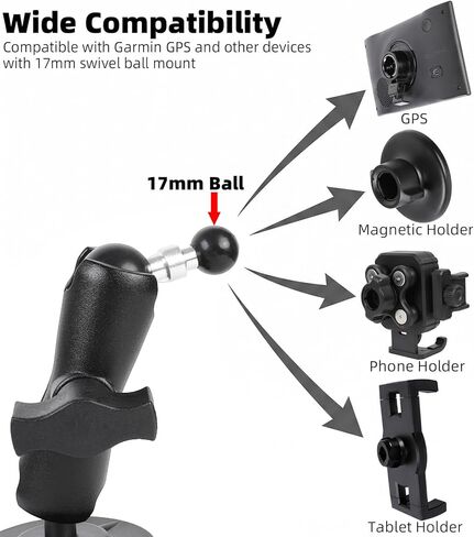 Flexible Adhesive Mount for Garmin GPS, 17mm (0.67") Ball Mount Dashboard Windshield Car Holder Compatible with 17mm Swivel Ball Mounting Phone Holder in Saudi Arabia
