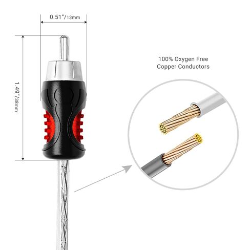 RECOIL PCI23 Premium 100% نحاس خالي من الأكسجين 3ft 2-Channel RCA Audio Interconnecting Cable، مزدوج الحماية مع تقليل الضوضاء in Saudi Arabia