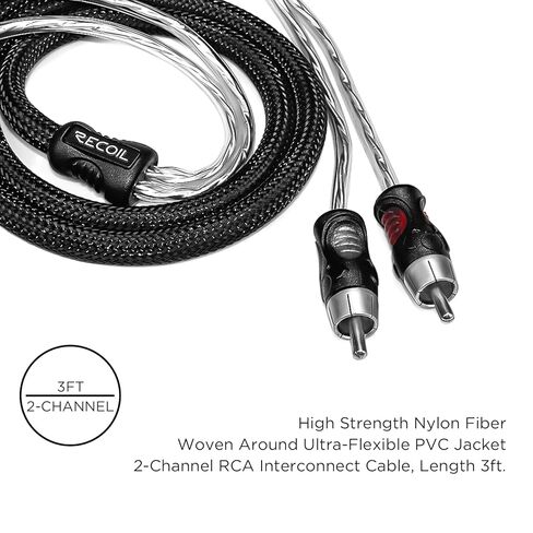 RECOIL PCI23 Premium 100% نحاس خالي من الأكسجين 3ft 2-Channel RCA Audio Interconnecting Cable، مزدوج الحماية مع تقليل الضوضاء in Saudi Arabia