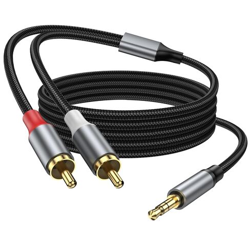 كابل RCA إلى 3.5 مم 3.3FT، 3.5 مم ذكر إلى 2RCA ذكر ستيريو Y مقسم صوت HiFi سلك صوت يربط الهاتف الذكي والكمبيوتر اللوحي والتلفزيون عالي الدقة. in Kuwait