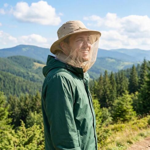 Mosquito Head Net Hat, Gardening Bug Hats with Netting, Sun Boonie Bucket Hat for Beekeeping Fishing Hiking in Saudi Arabia