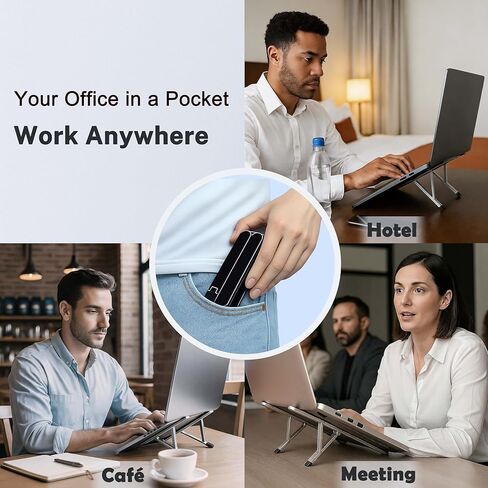 Foldable Laptop Stand, Portable Laptop Stand, Ultra-Lightweight (Lighter Than a Phone)，Adjustable Computer Stand, 6-Level Height, Fits 10-16" Laptops, for Home Office Business Trip Remote Work in Saudi Arabia