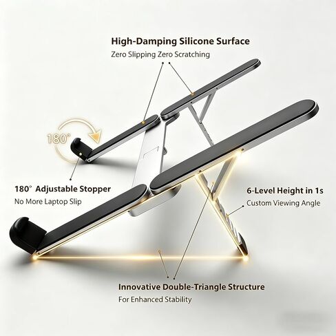 Foldable Laptop Stand, Portable Laptop Stand, Ultra-Lightweight (Lighter Than a Phone)，Adjustable Computer Stand, 6-Level Height, Fits 10-16" Laptops, for Home Office Business Trip Remote Work in Saudi Arabia