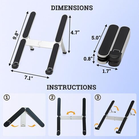 Foldable Laptop Stand, Portable Laptop Stand, Ultra-Lightweight (Lighter Than a Phone)，Adjustable Computer Stand, 6-Level Height, Fits 10-16" Laptops, for Home Office Business Trip Remote Work in Saudi Arabia