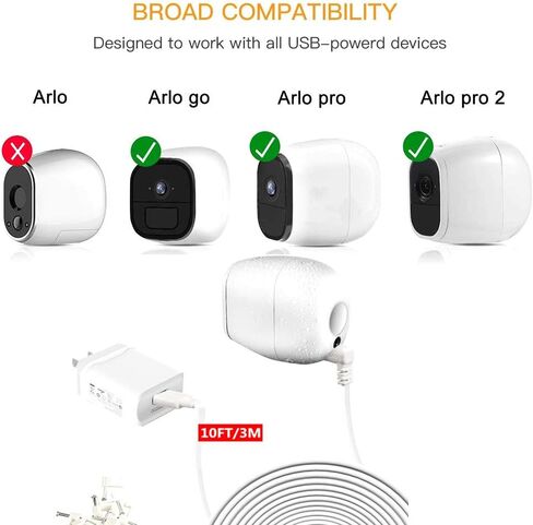 سلك شحن الطاقة، كابل شحن تمديد الطاقة ومحول شاحن لـ Arlo Pro & Pro 2 وArlo Go، مقاوم للطقس في الداخل والخارج (9M/30 قدم) in Kuwait