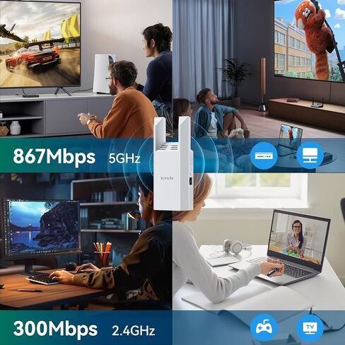 Tenda WiFi Range Extender AC1200 - WiFi Extender with Gigabit Ethernet Port, 1.2Gbps Home Signal Booster, Dual Band, Up to 1600 Sq & 32 Devices (A18Pro) in Saudi Arabia