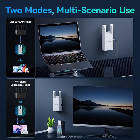 Tenda WiFi Range Extender AC1200 - WiFi Extender with Gigabit Ethernet Port, 1.2Gbps Home Signal Booster, Dual Band, Up to 1600 Sq & 32 Devices (A18Pro) in Saudi Arabia