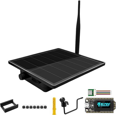 Heltec Meshtastic Mesh Node Solar Repeater Integrated Heltec V4 No Display with GNSS Dual LoRa 915MHz 2.4G Antennas 5W Solar Powered LoRa Device for Outdoor Off Grid Communication IP67 Waterproof in Saudi Arabia