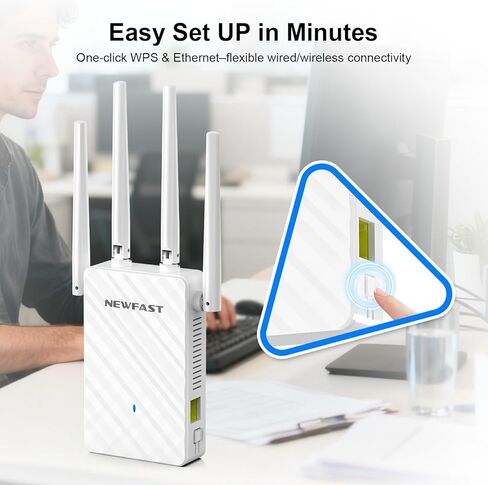 NEWFAST 2026 WiFi Extenders Signal Booster RE516، موسع نطاق WiFi، مكرر لاسلكي للمنزل يغطي ما يصل إلى 9800 قدم مربع ويدعم 35 جهازًا، ويدعم إعداد مفتاح واحد WPS in Kuwait