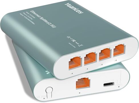 2.5G Ethernet Splitter 1 to 4 with PoE Input, 2.5G High Speed RJ45 Internet Splitter with Aluminum Case, VLAN Port Isolation, PoE/USB-C Powered, USB-C Cable Included, 2.5G Network Splitter for Router in Saudi Arabia