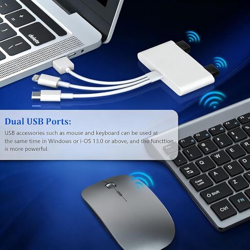 قارئ بطاقات SD 3 في 1 لأجهزة iPhone 17 16 15 14 13، ومحول USB-C وLightning إلى SD/TF مع منفذ شحن، وعارض بطاقة ذاكرة موصل مزدوج لأجهزة iPad وAndroid والكاميرا وTrail Cam والتوصيل والتشغيل in Saudi Arabia