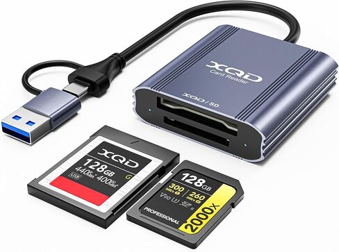 XQD Card Reader, 2 in 1 USB-C/USB-A XQD/SD Card Reader, XQD Memory Card Adapter Compatible with iPhone 17/16/15, MacBook, Android, Sony Cameras, Windows, Laptops, Tablets in Saudi Arabia