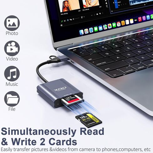 XQD Card Reader, 2 in 1 USB-C/USB-A XQD/SD Card Reader, XQD Memory Card Adapter Compatible with iPhone 17/16/15, MacBook, Android, Sony Cameras, Windows, Laptops, Tablets in Saudi Arabia
