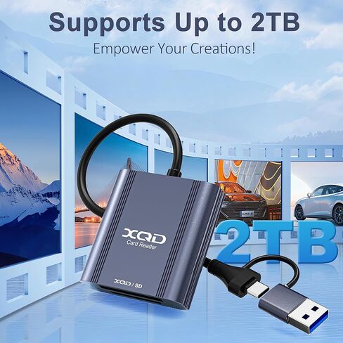 XQD Card Reader, 2 in 1 USB-C/USB-A XQD/SD Card Reader, XQD Memory Card Adapter Compatible with iPhone 17/16/15, MacBook, Android, Sony Cameras, Windows, Laptops, Tablets in Saudi Arabia