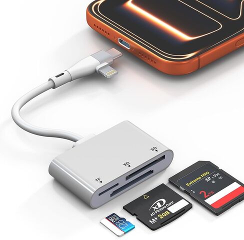 XD Card Reader for Lightning/USB C, 3 in 1 SD Card Reader, XD/SD/TF XD Picture Card Reader for iPhone 17/16/15/14/Macbook/Android/PC/Computer/Laptop, Plug & Play in Saudi Arabia