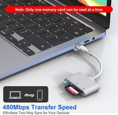XD Card Reader for Lightning/USB C, 3 in 1 SD Card Reader, XD/SD/TF XD Picture Card Reader for iPhone 17/16/15/14/Macbook/Android/PC/Computer/Laptop, Plug & Play in Saudi Arabia