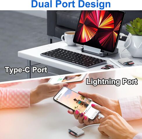 XD Card Reader for Lightning/USB C, 3 in 1 SD Card Reader, XD/SD/TF XD Picture Card Reader for iPhone 17/16/15/14/Macbook/Android/PC/Computer/Laptop, Plug & Play in Saudi Arabia