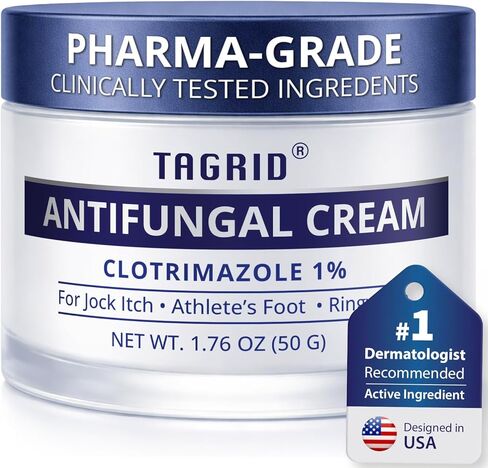 TAGRID NDC-Approved 1% Clotrimazole Antifungal Cream: Powerful, Non-Prescription Relief for Ringworm, Athlete's Foot, and Jock Itch - 50g in Saudi Arabia
