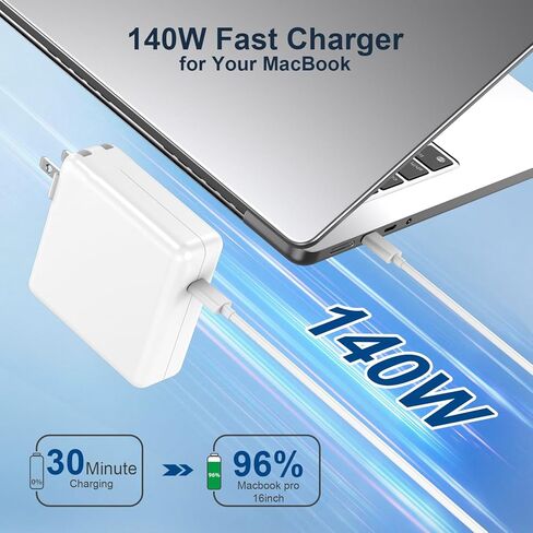 140W Charger for MacBook Pro 14 16 inch MacBook Air 13 15 inch 2026-2021 M5 M4 M3 M2 M1, 140W GaN Power Adapter, 6.6FT USB C to 3 Magnetic 3 Cable, 8.2FT USB C to C Cable【Original Quality】 in Kuwait
