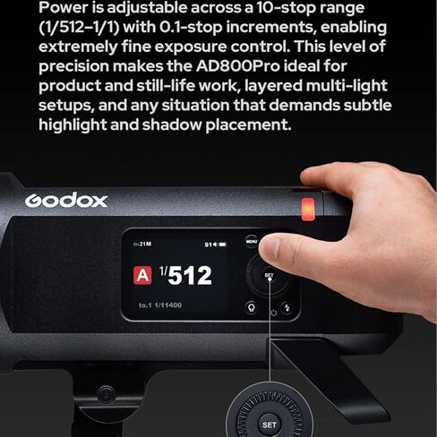 Godox AD800 Pro AD800Pro 800Ws Outdoor TTL Flash, 300 Full Power Flash, 0.01s~1.5s Recycle Time, 40W Bi-Color Modeling Light, 2.4G Wireless, Bowens Mount Speedlight for Canon, Sony, Nikon DSLR Cameras in Saudi Arabia
