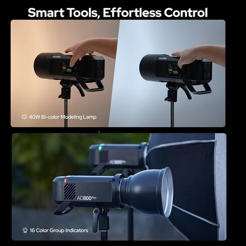 Godox AD800 Pro AD800Pro 800Ws Outdoor TTL Flash, 300 Full Power Flash, 0.01s~1.5s Recycle Time, 40W Bi-Color Modeling Light, 2.4G Wireless, Bowens Mount Speedlight for Canon, Sony, Nikon DSLR Cameras in Saudi Arabia