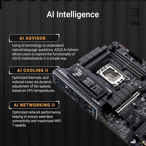 Asus Sparepart Tuf Gaming Z890-Plus WiFi Intel Z890 Lga 1851 (مقبس، W129021717 (Intel Z890 Lga 1851 (Socket V1) ATX) in Saudi Arabia