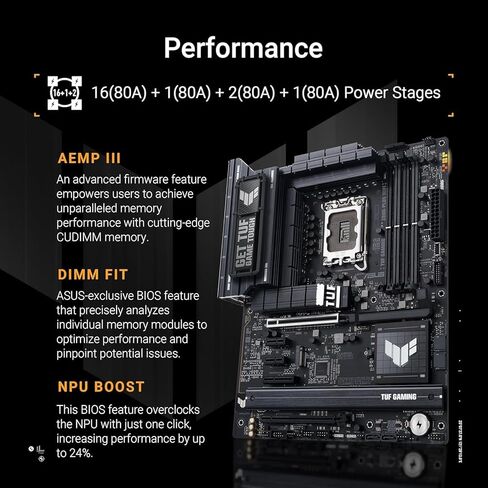 Asus Sparepart Tuf Gaming Z890-Plus WiFi Intel Z890 Lga 1851 (مقبس، W129021717 (Intel Z890 Lga 1851 (Socket V1) ATX) in Saudi Arabia