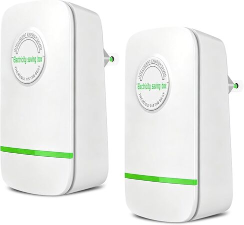 2pc Electricity Saving Box Energy Saving Device Smart Save Plug Power Saver Voltage Optimization Surge Protection Thermoregulation Outlet Home Office Compact Plug and Play Energy Efficiency in Saudi Arabia