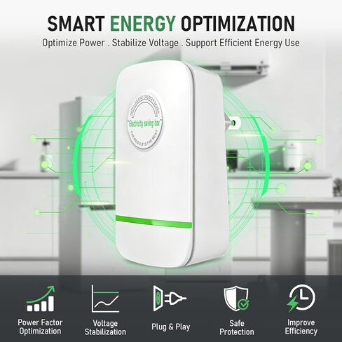 2pc Electricity Saving Box Energy Saving Device Smart Save Plug Power Saver Voltage Optimization Surge Protection Thermoregulation Outlet Home Office Compact Plug and Play Energy Efficiency in Saudi Arabia