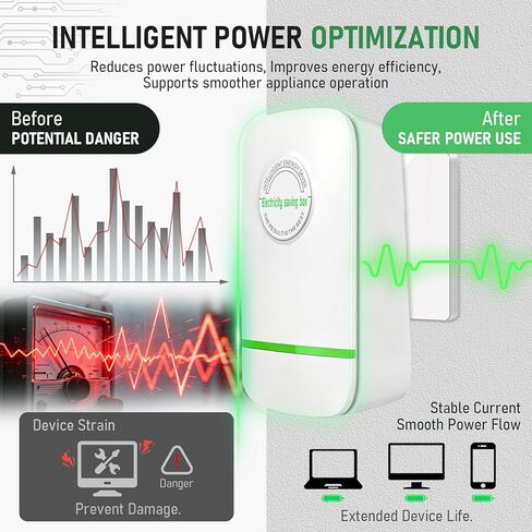 2pc Electricity Saving Box Energy Saving Device Smart Save Plug Power Saver Voltage Optimization Surge Protection Thermoregulation Outlet Home Office Compact Plug and Play Energy Efficiency in Saudi Arabia