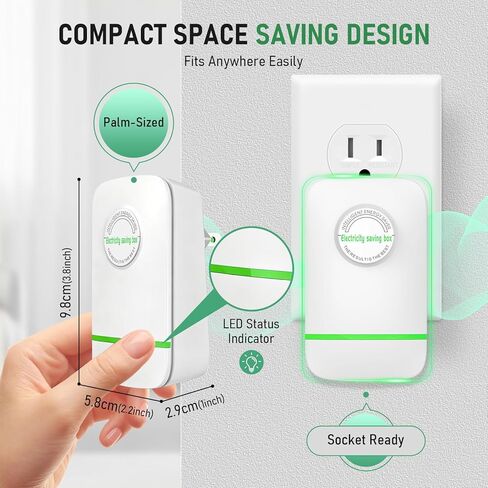 2pc Electricity Saving Box Energy Saving Device Smart Save Plug Power Saver Voltage Optimization Surge Protection Thermoregulation Outlet Home Office Compact Plug and Play Energy Efficiency in Saudi Arabia