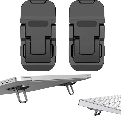 2 Pcs Zinc Alloy Foldable Laptop Stands, Portable Computer Keyboard Riser Feet with 2 Adjustable Angles, Self-Adhesive Invisible Mini Keyboard Stand for Notebook 10-17 Inches in Saudi Arabia